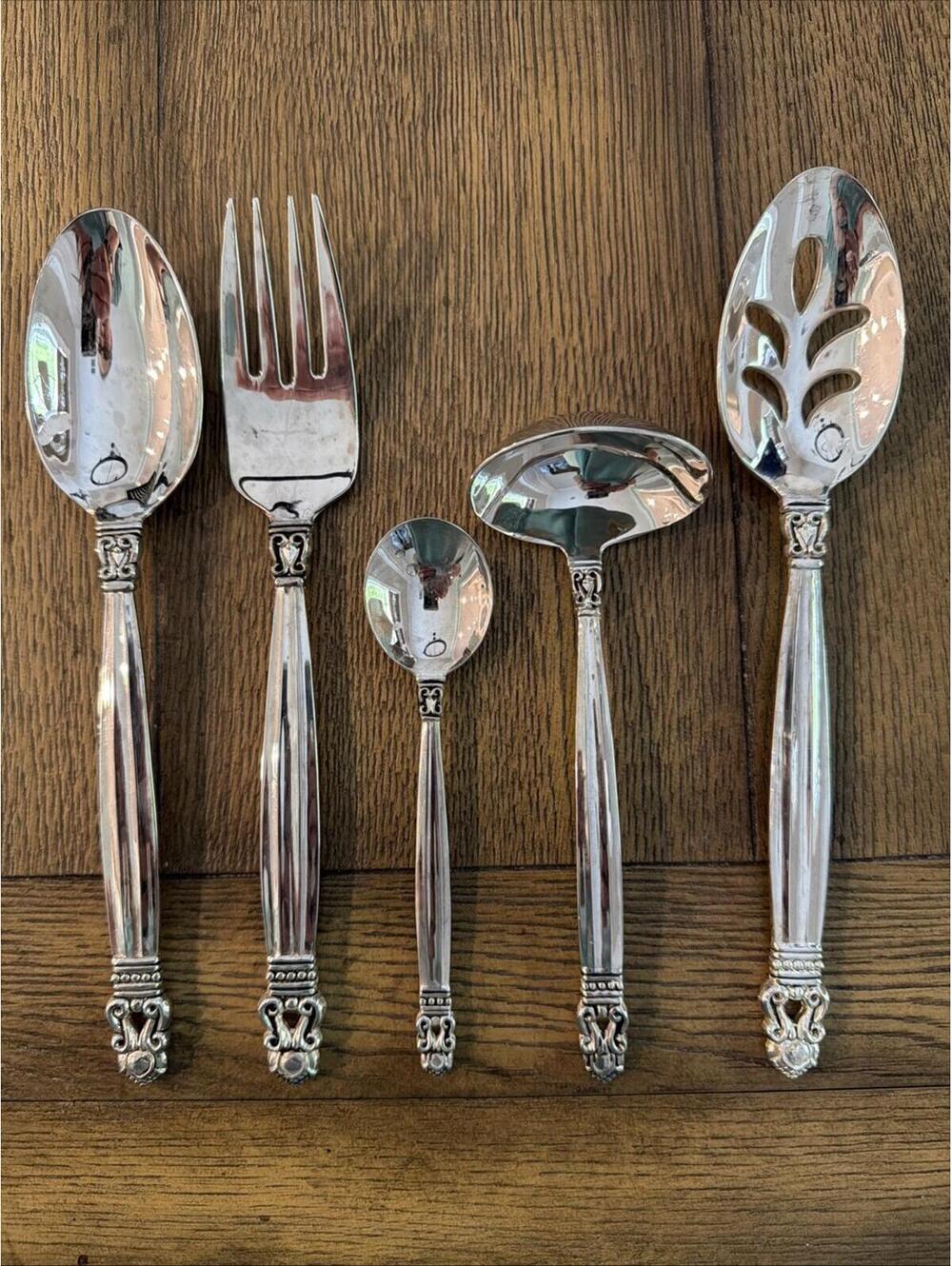 Godinger Olde Copenhagen Silverplate Serving Set 5 Pc Heavy Ornate